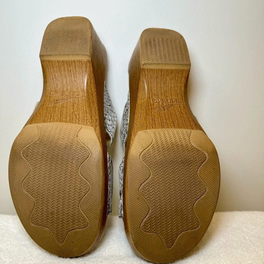 Dansko Sophie Leather Snakeskin‎ Metallic Slide Sandal Double Strap EUR size 41